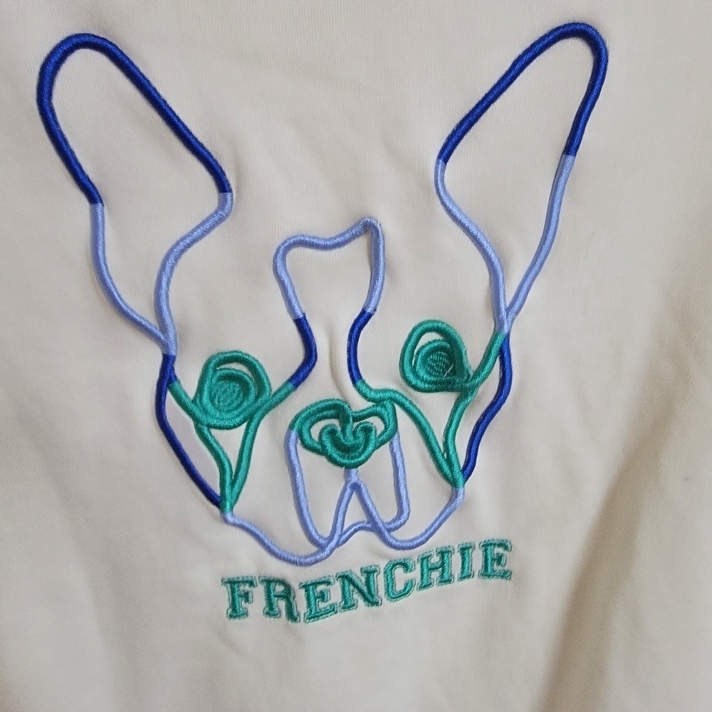 Frenchie Cream Sweatshirt with Embroidered Design - Picture 4 of 7